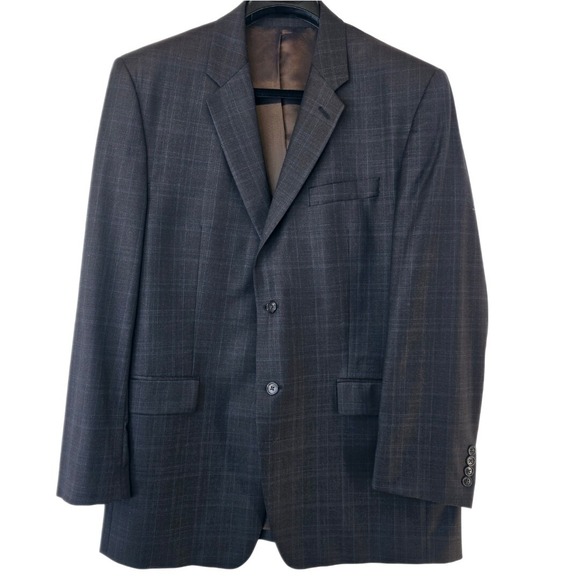Calvin Klein Other - Calvin Klein Wool Blazer Men's 42R Windowpane Pattern Two Button Style Dark Grey